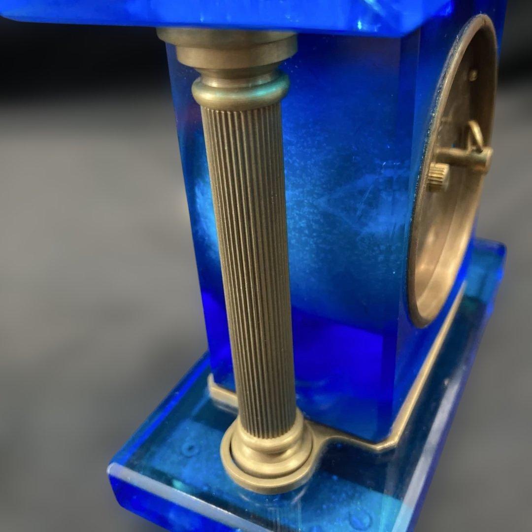 宮型置き時計 手巻き可動 瑠璃光ガラス レトロ時計の通販はau PAY