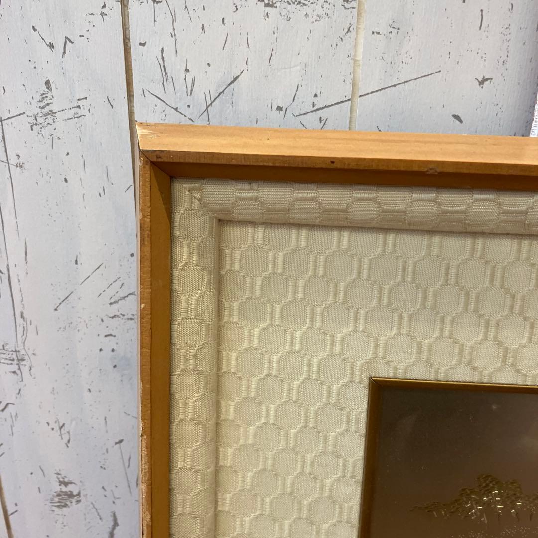 日本画 風景画 木製フレーム 光亭刻 彫金画 金属工芸 山水図 壁掛け