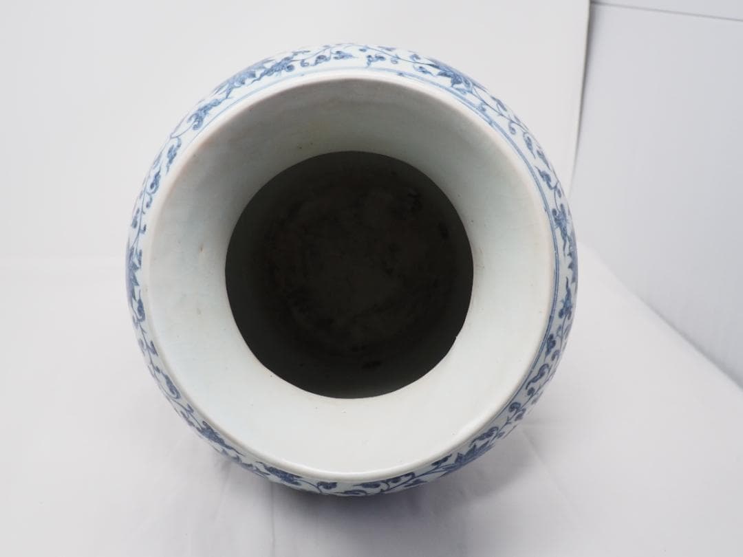 染付　花瓶　花柄　カケ　中国　-SO