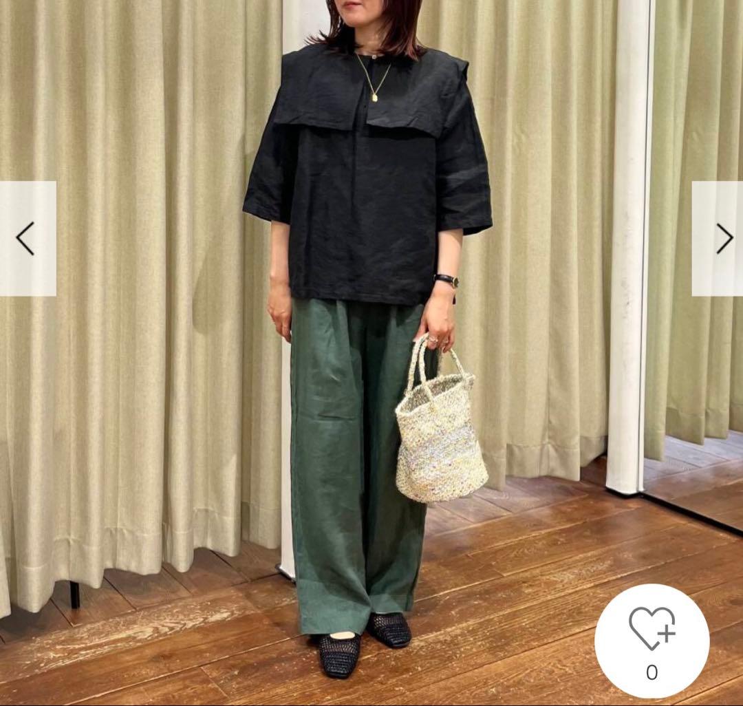 新品 今季 かぐれ ビッグカラー2WAYブラウス 2025年春秋 半袖 リネン