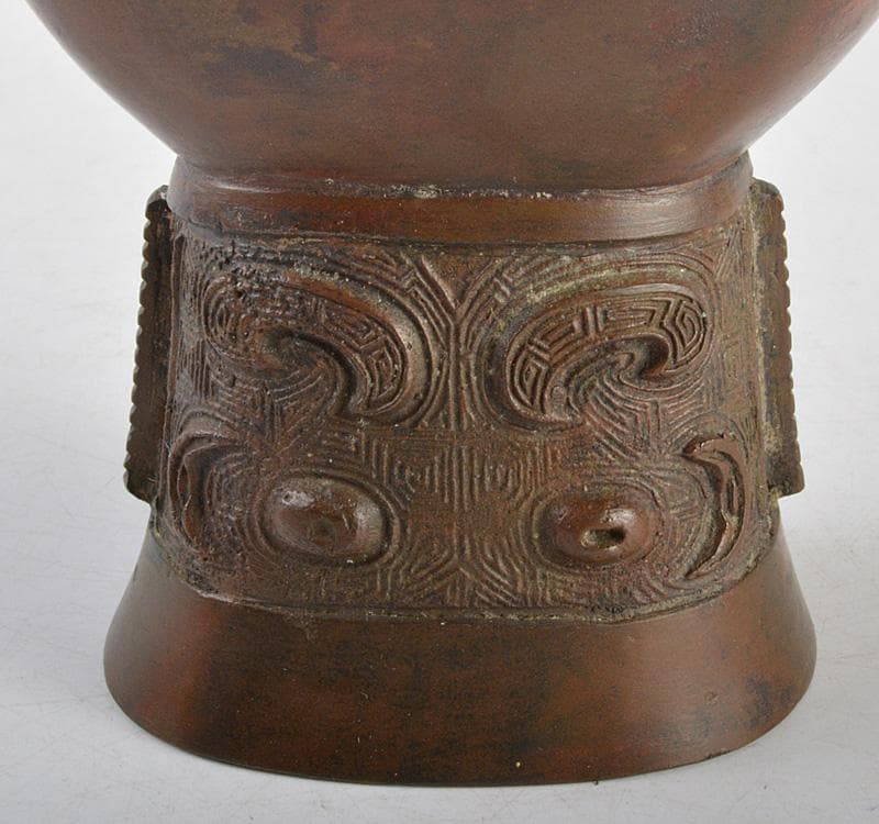 亀文堂造 古銅 饕餮文 双耳花生 共箱 M R4781 - メルカリ