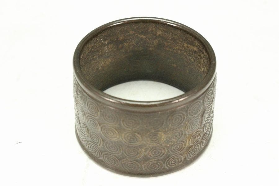 茶道具 古銅 渦模様 蓋置 時代箱 希少(K-XA864)