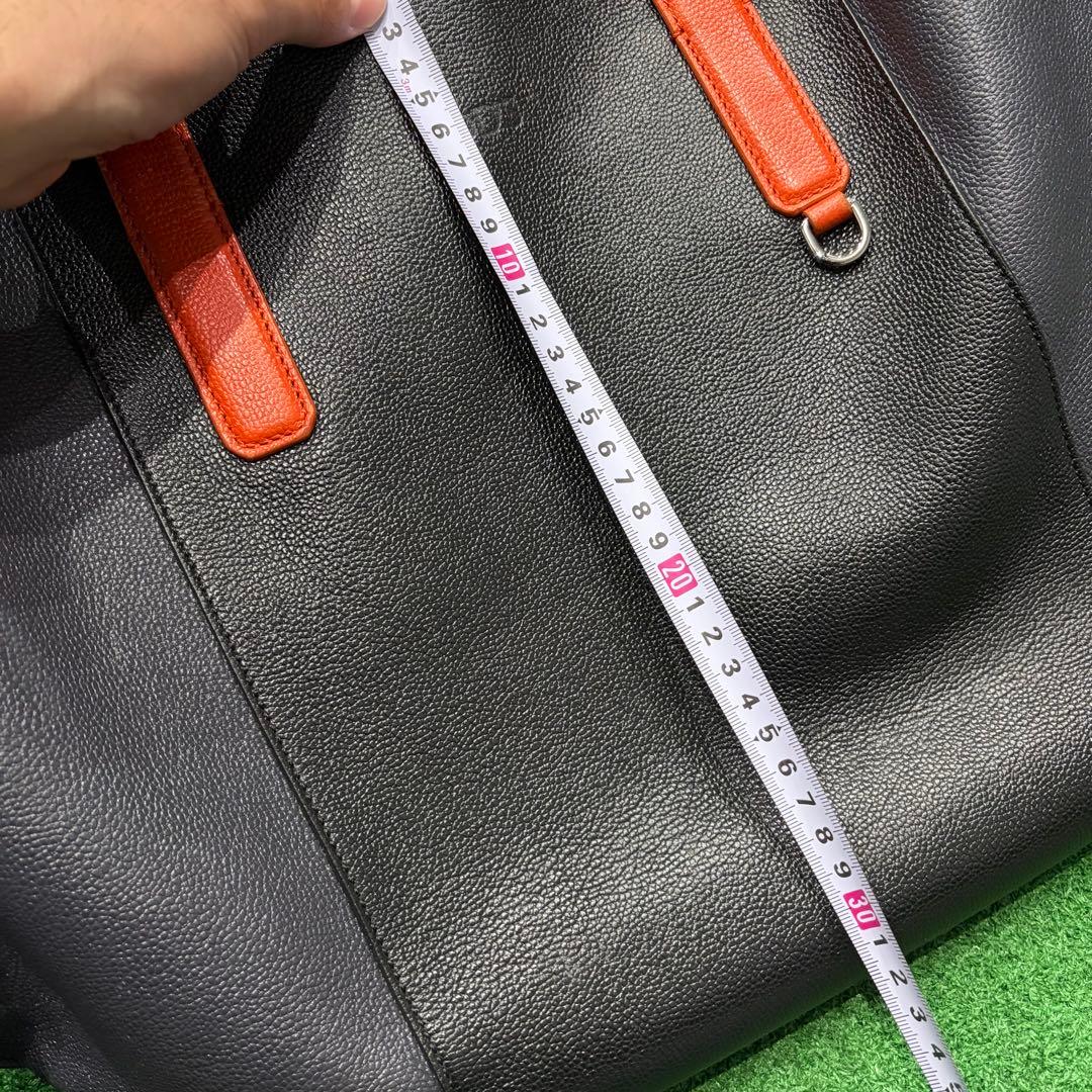 TODS 希少！メンズ レザートートバッグ ブラック オレンジ 中古品