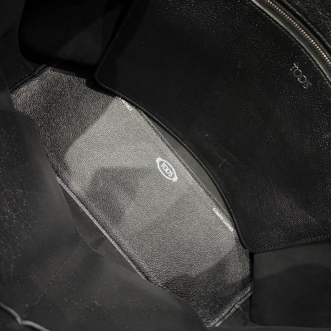 TODS 希少！メンズ レザートートバッグ ブラック オレンジ 中古品