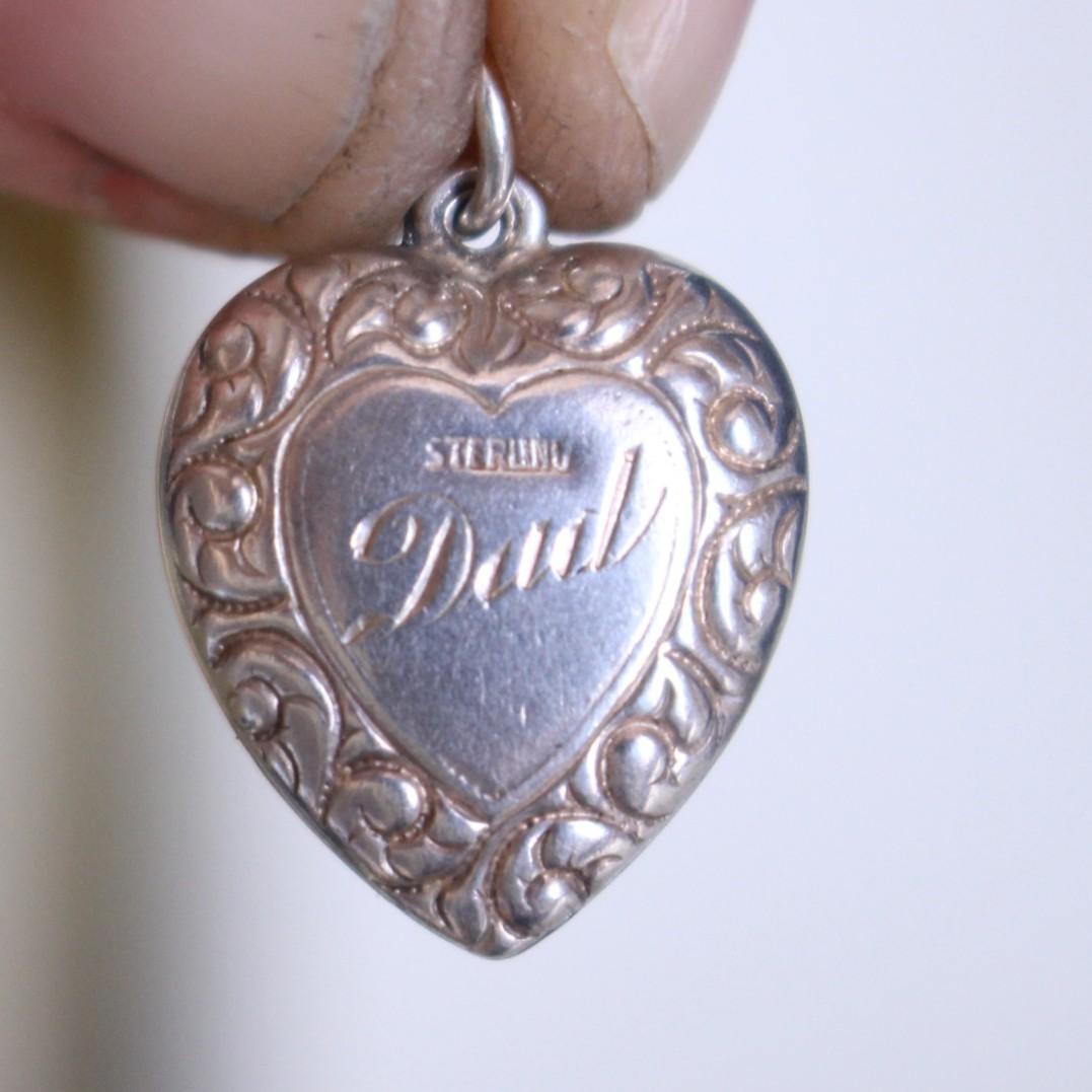 40s スウィートハートジュエリー WW2 シルバー オパール 両面 石 波