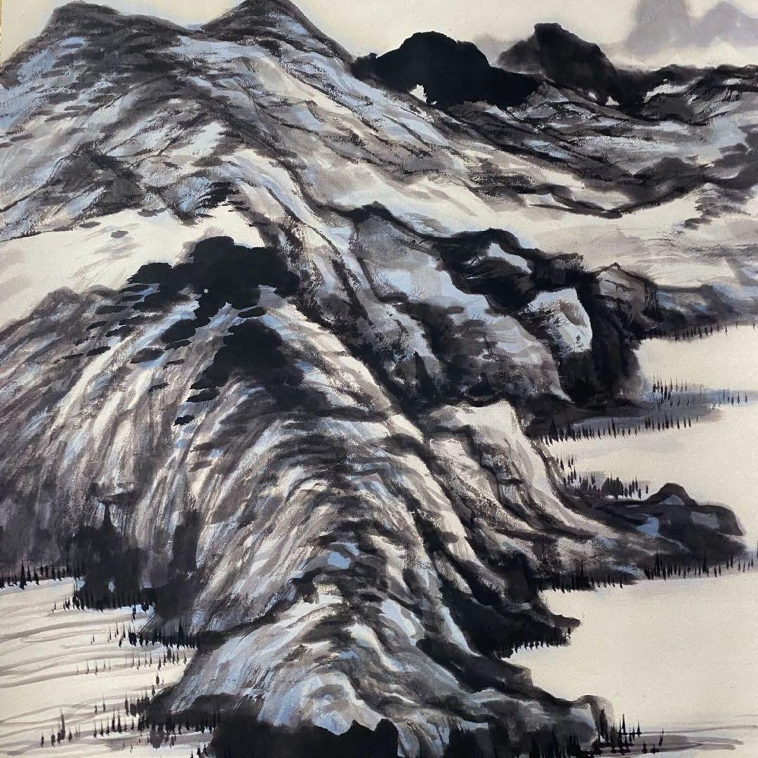 四尺中堂 中国山水画 張大千 洞庭帆影 掛軸 証書付