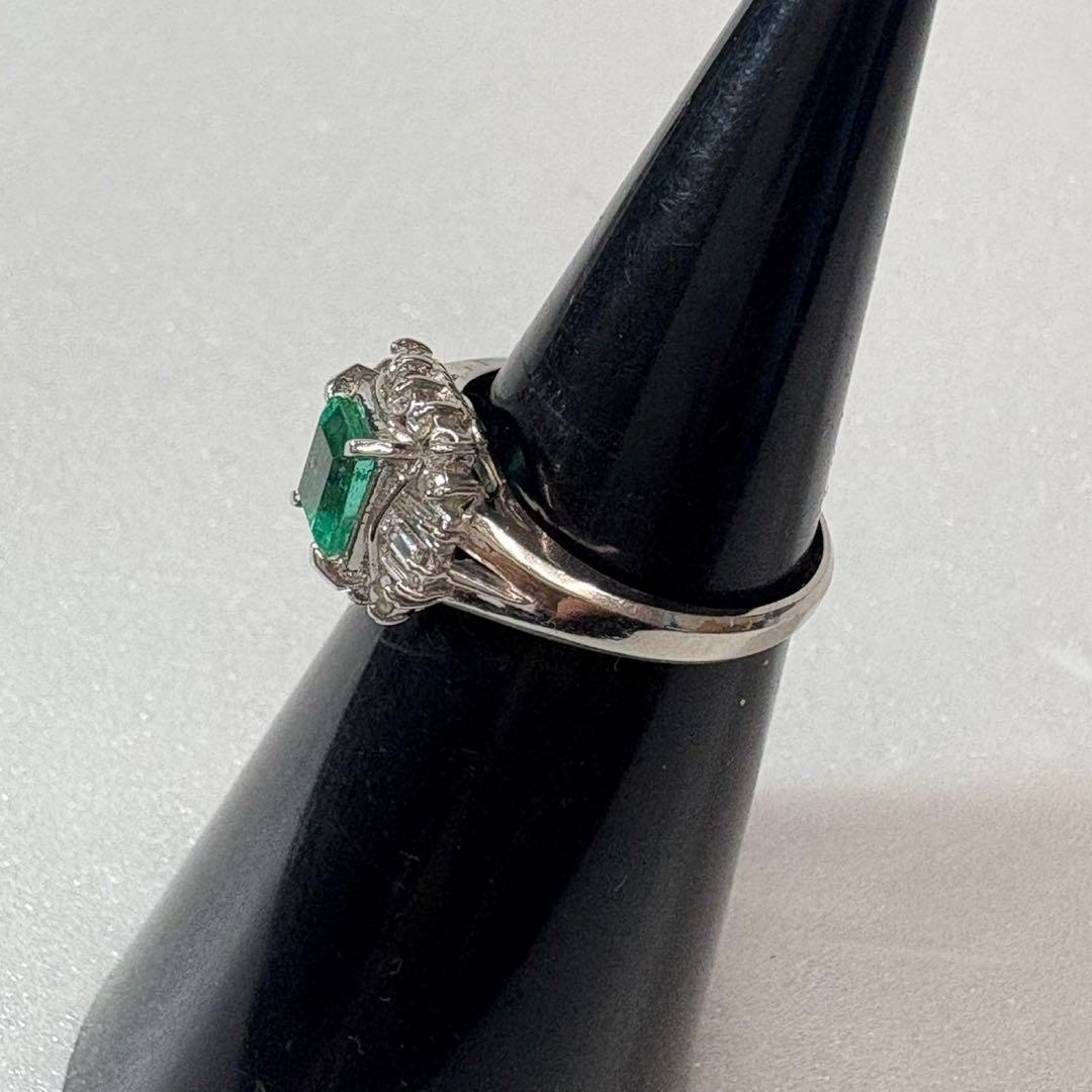 【PT900/リング】指輪 5.2g エメラルド1ct ダイヤアクセサリー