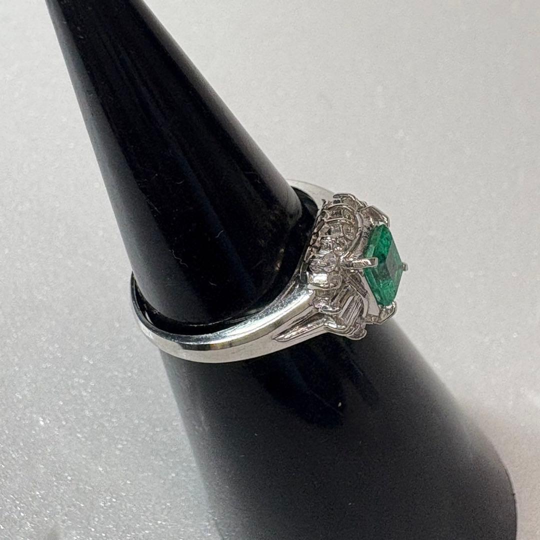 【PT900/リング】指輪 5.2g エメラルド1ct ダイヤアクセサリー