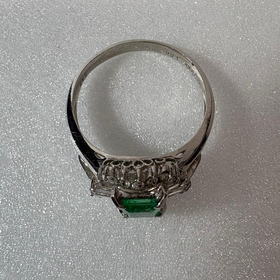 【PT900/リング】指輪 5.2g エメラルド1ct ダイヤアクセサリー
