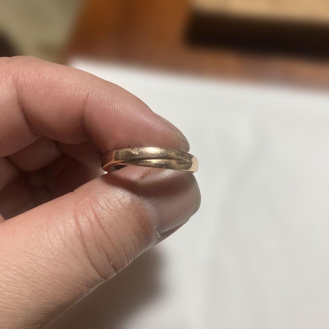 ヤ*ス様 k14 ピンクゴールド流線型リング　メンズ27号 3.0g