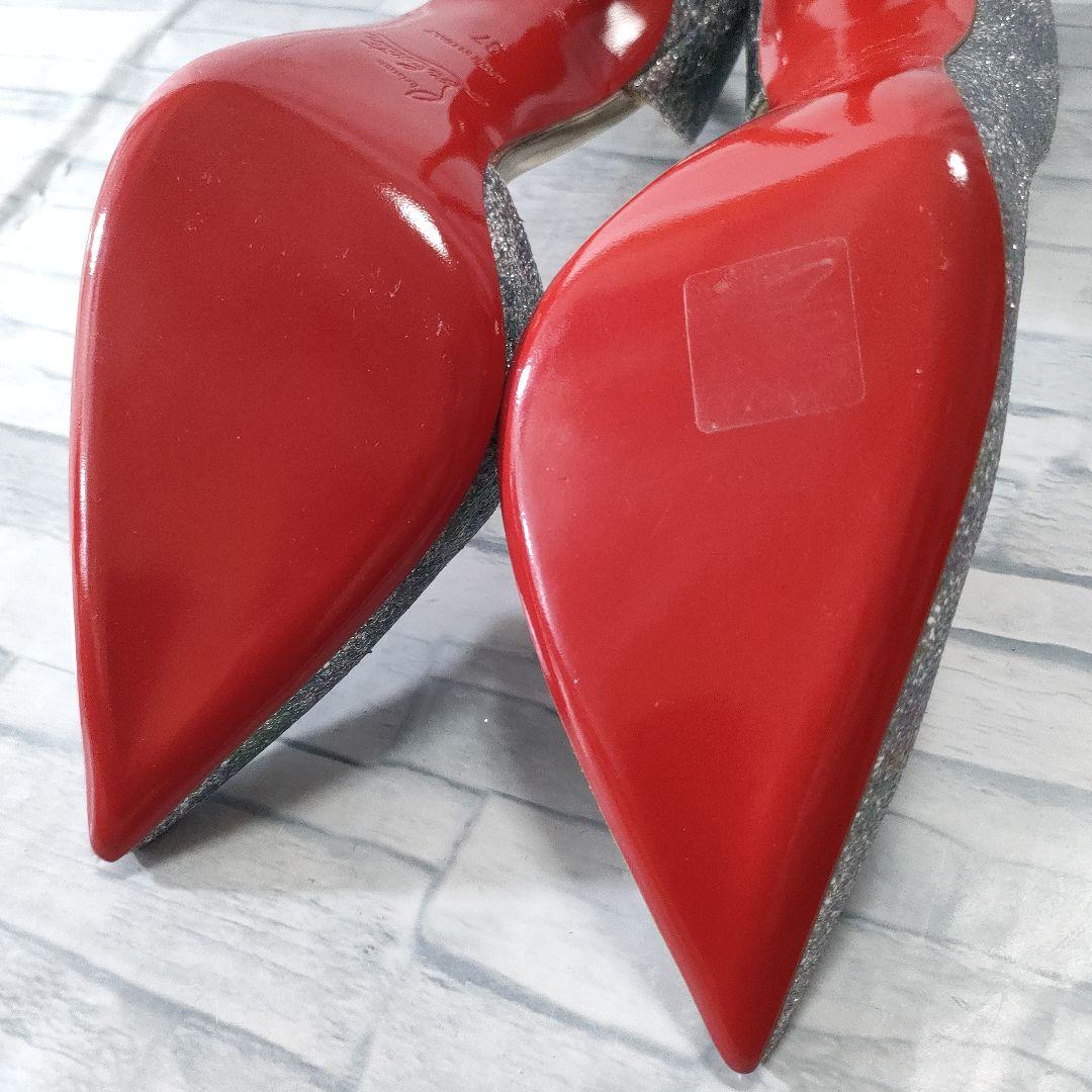 未使用品✨ルブタン グリッターパンプス ハイヒール ブルーシルバー 37
