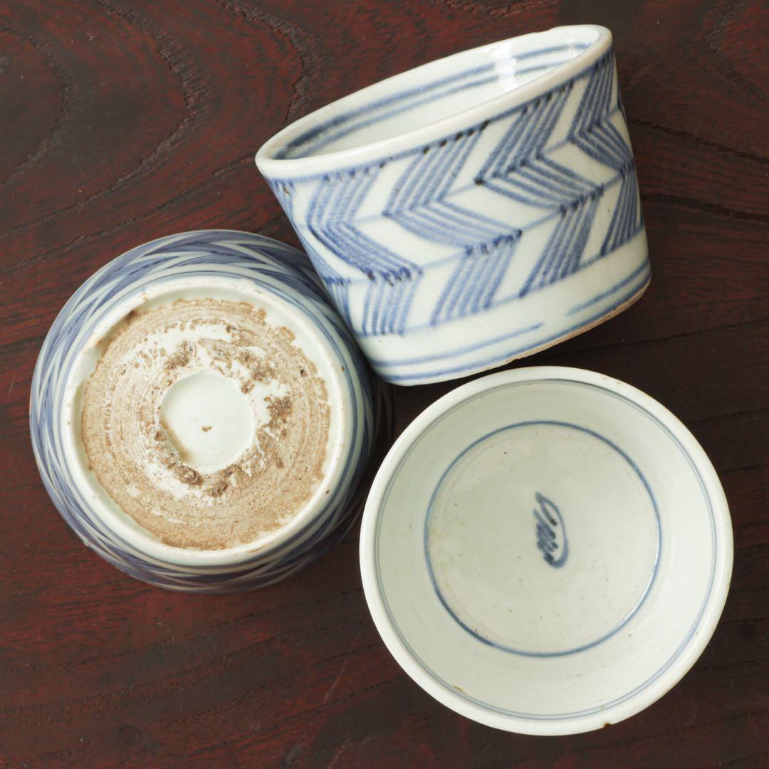 伊万里　古伊万里　江戸　後期　蕎麦猪口　3客セット 古伊万里 伊万里 江戸 後期 色絵 蕎麦猪口 - メルカリ