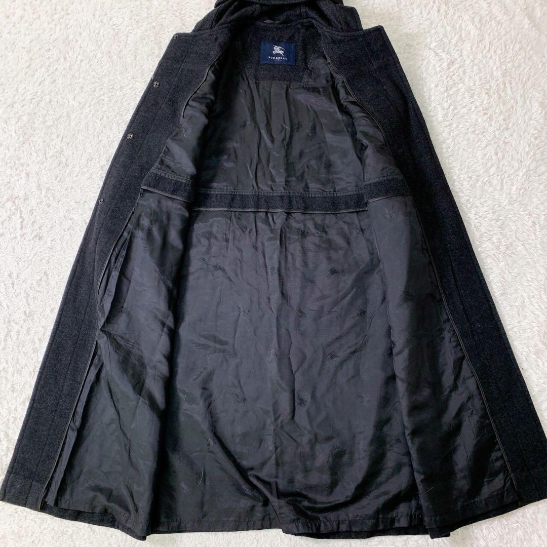 美品・カシミヤ混】バーバリー ロンドンダッフルコート 黒 フード L