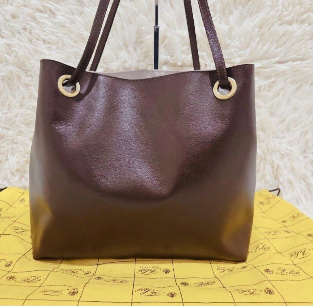極美品 Felisi フェリージ トートバッグ 19-93 肩掛け ブラウン - メルカリ
