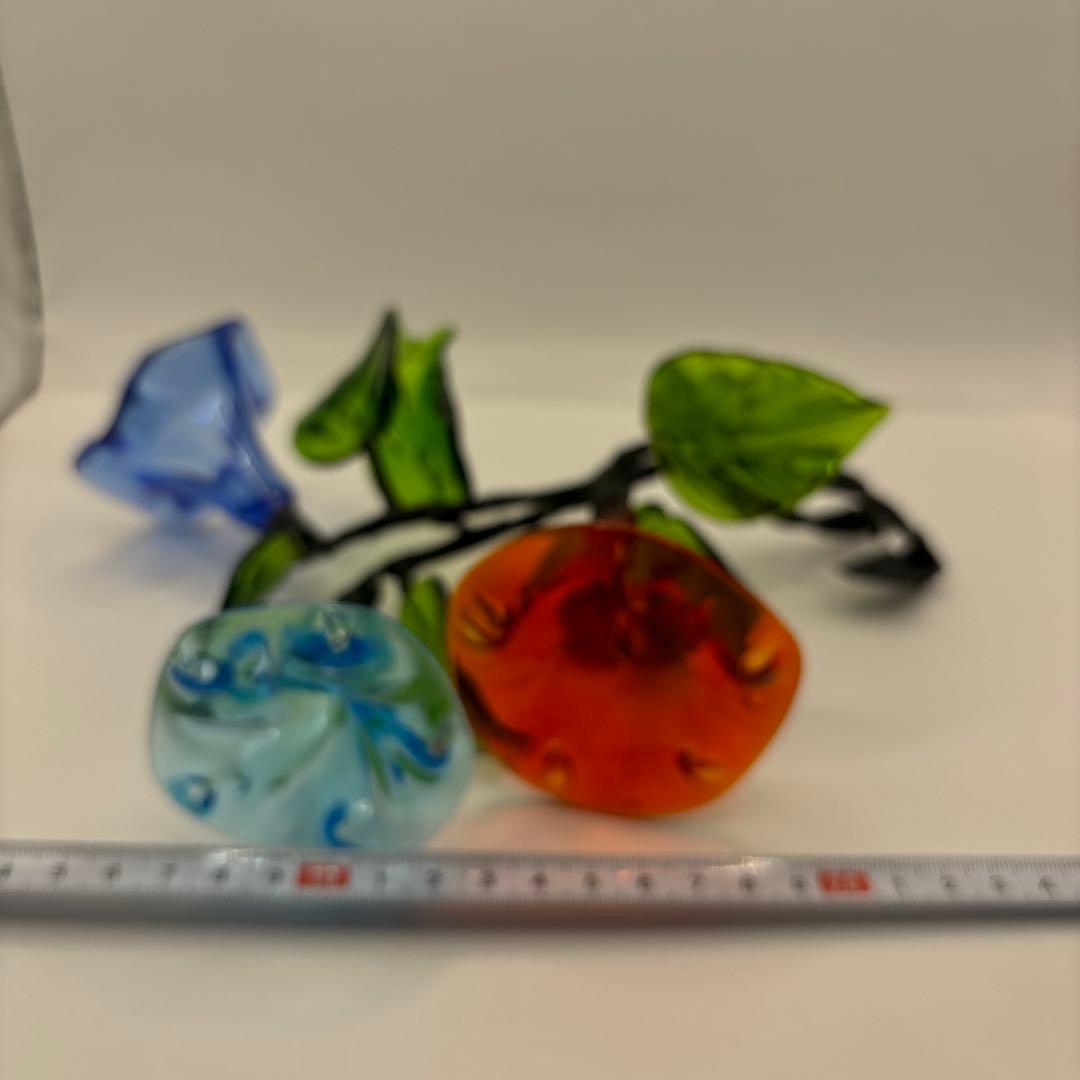 琉球ガラス 朝顔 花瓶セット 小ぶり朝顔3本 青 水色 オレンジ（赤
