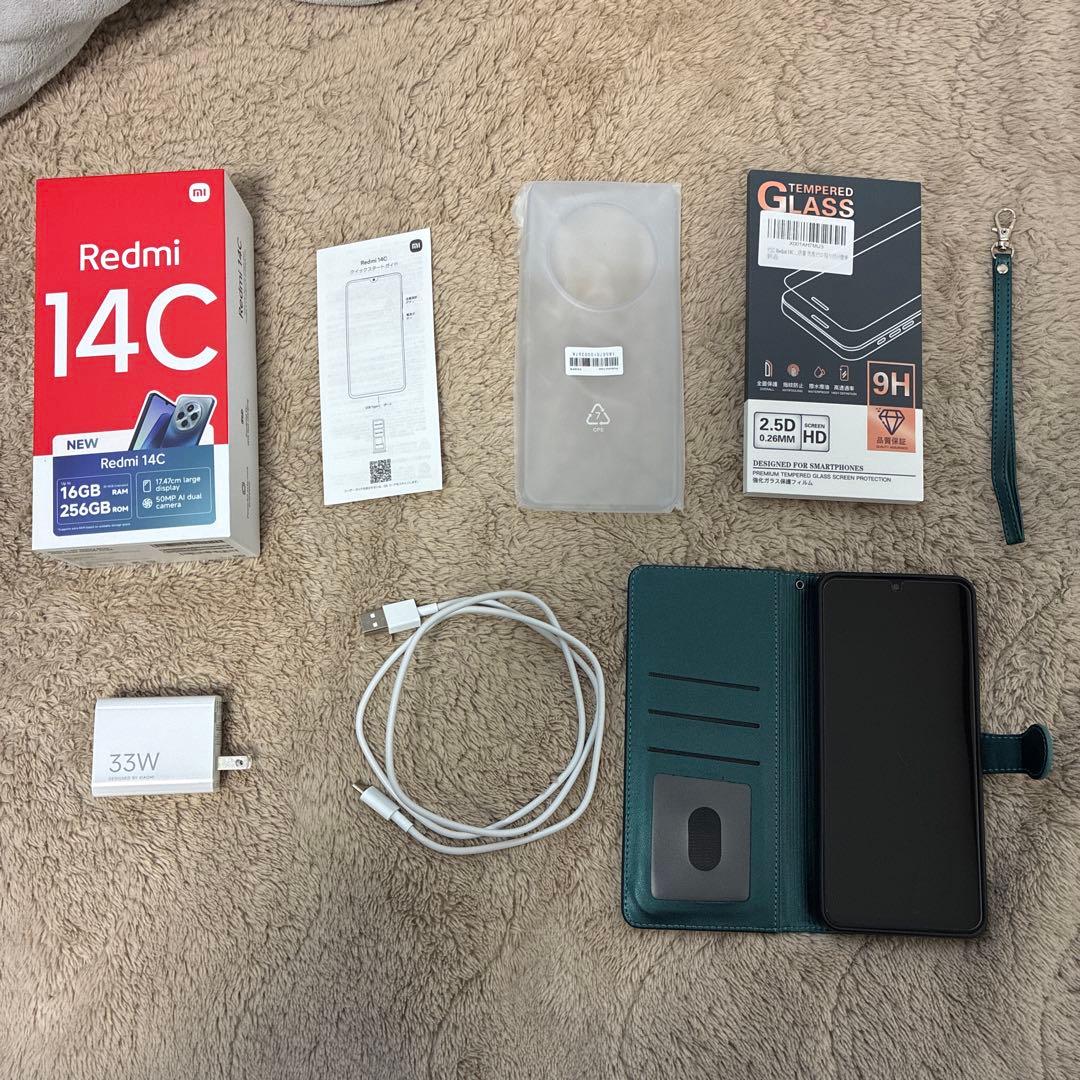 Xiaomi Redmi 14C 本体＋手帳ケース＋ガラスフィルム Redmi 14C ケース Redmi14C カバー 3点セット 保護フィルム タッチペン