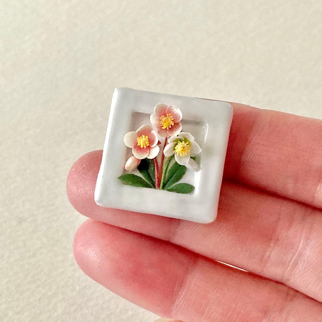 フラワーフレーム クリスマスローズ（ミニチュア、クレイフラワー