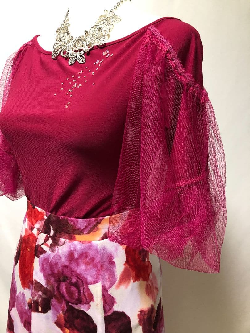 社交ダンス練習着レッスン着パーティChacott花柄スカートドレス