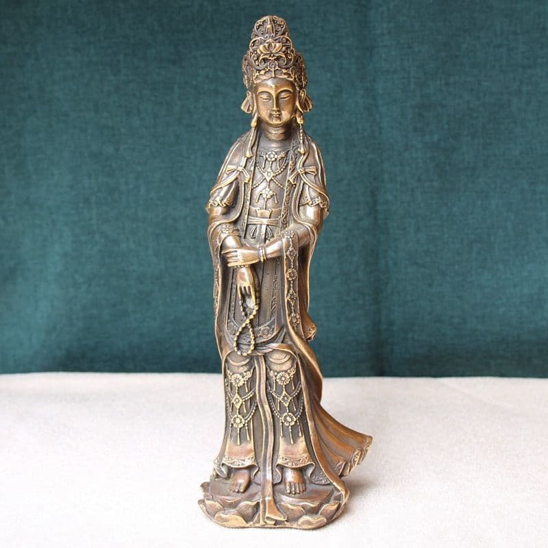 地蔵 菩薩 観音彩衣仏像 銅製 仏像 彫刻 開運 風水 置物 送子観音菩薩 菩薩像 観音像 風水 置物 オブジェ 銅製 仏像 子宝 祈願