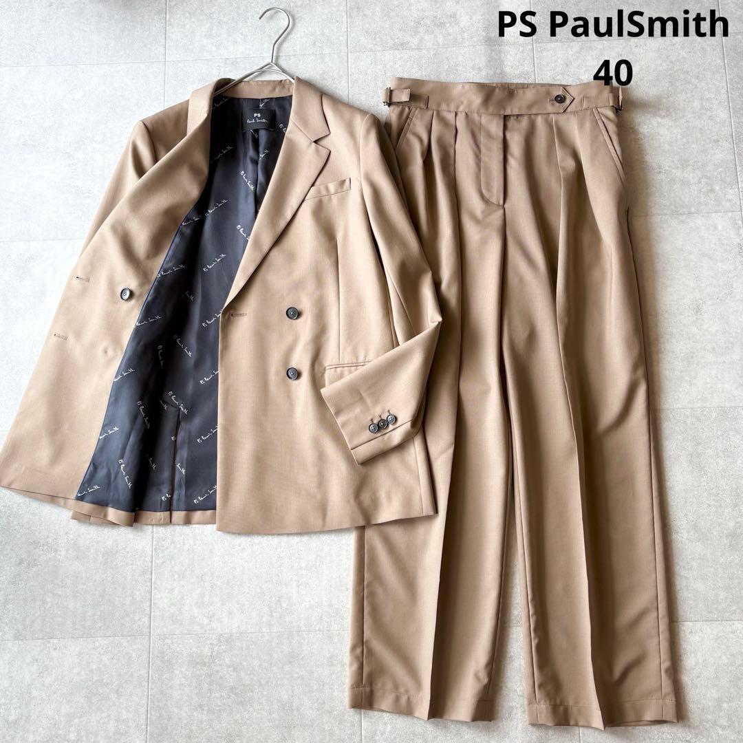 近年✨ポールスミス ダブルブレスト ジャケット パンツスーツ セットアップ 40 Paul Smith ポールスミス ネイビーチェック ダブルセットアップ 希少