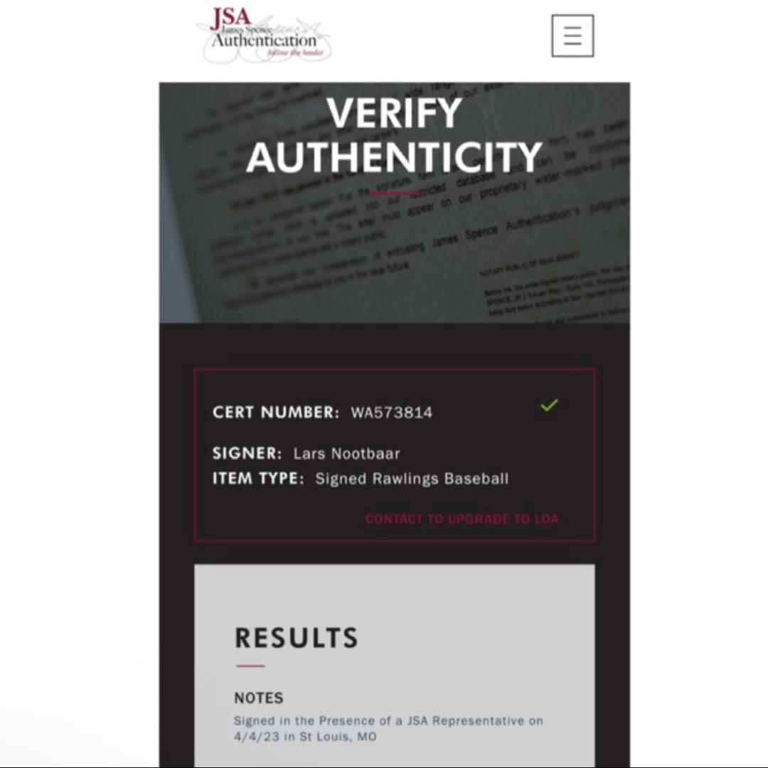 カージナルス ヌートバー 直筆サイン フルネーム JSAホログラム - メルカリ