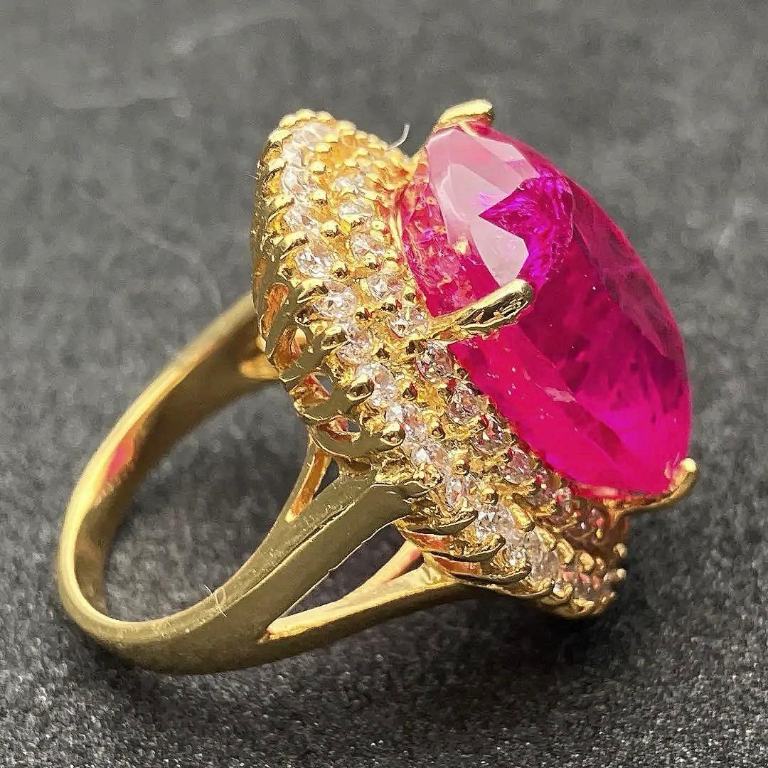 ルル様ご予約 天然ピンクルビー 30.85CT sv925 24k仕上 指輪