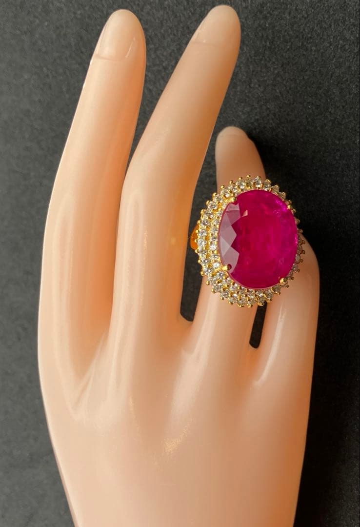 ルル様ご予約 天然ピンクルビー 30.85CT sv925 24k仕上 指輪