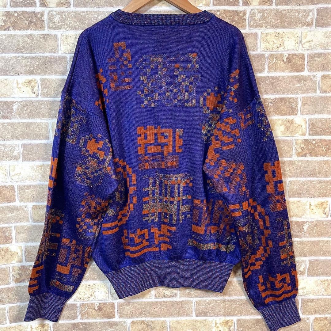 J's ジャンボ尾崎 ニット セーター 総柄 紫 - メルカリ