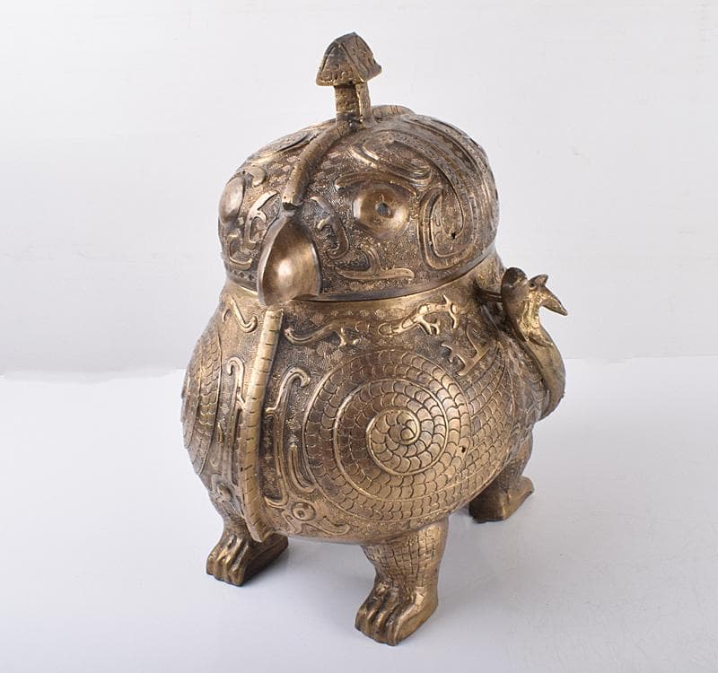 中国古銅宣徳銅砂張饕餮文觚MR4852