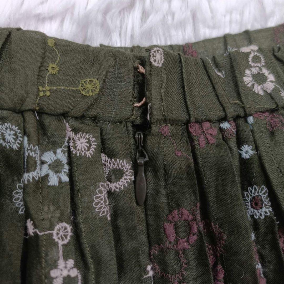 PJC 大西和子 スカート 刺繍 緑 グリーン フリーサイズ - メルカリ