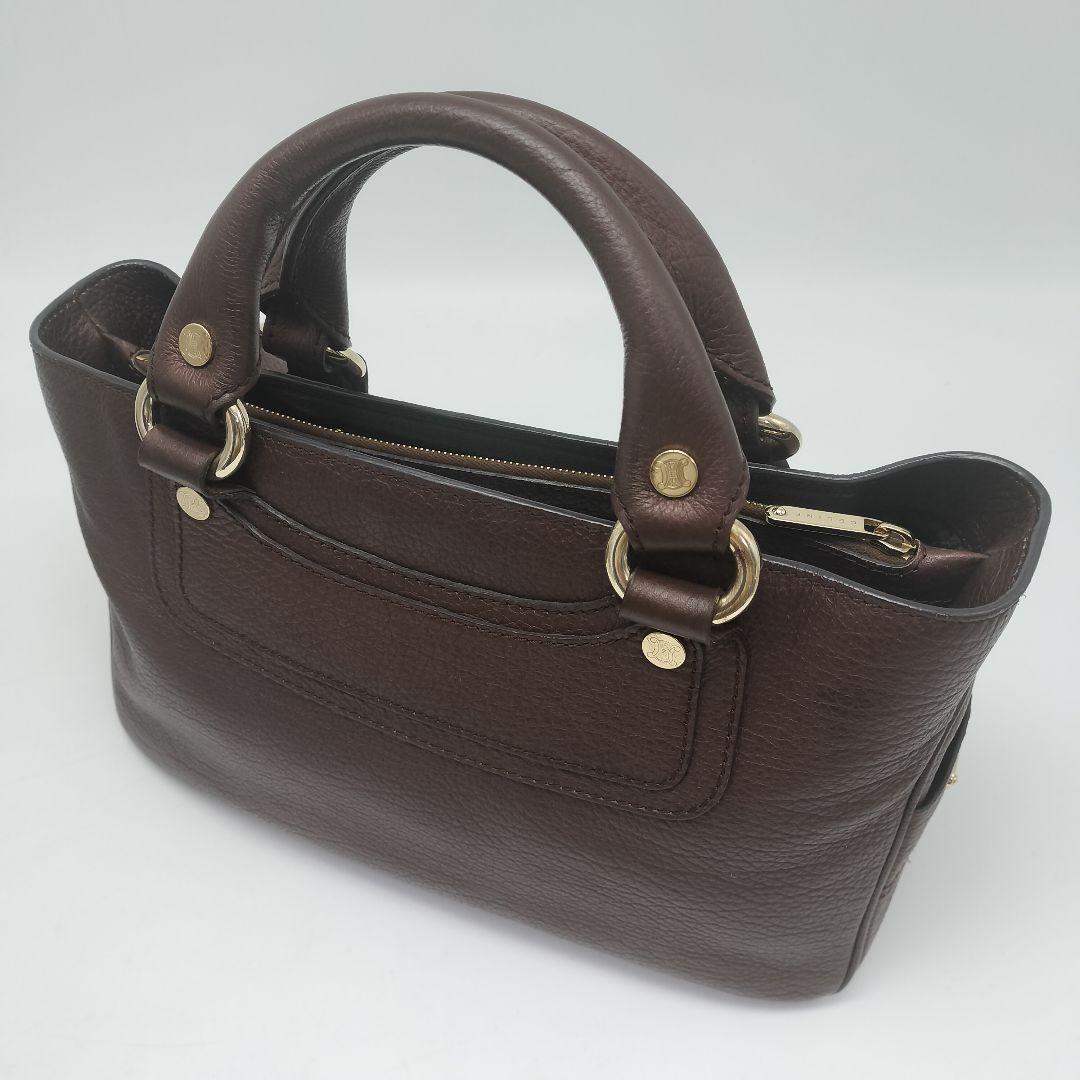 極美品✨セリーヌ ハンドバッグ レザー ダークブラウン - メルカリ