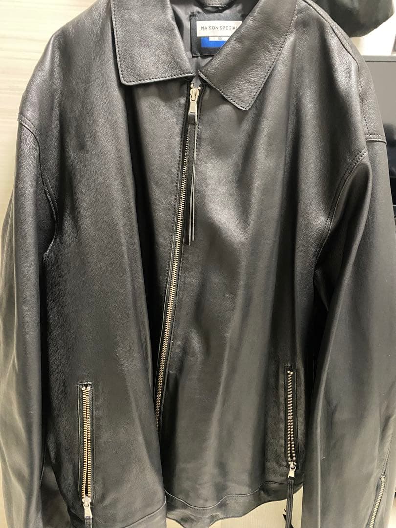 山田涼介着モデル】MAISON SPECIAL ブラックレザージャケット 02