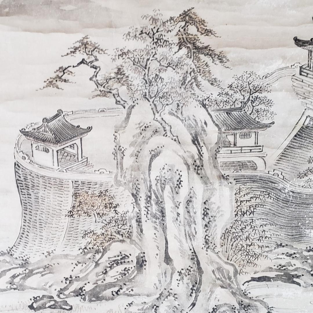 ◇『周文 山水図』掛軸◇検）雪舟 長谷川等伯 明兆 狩野永徳 狩野探幽