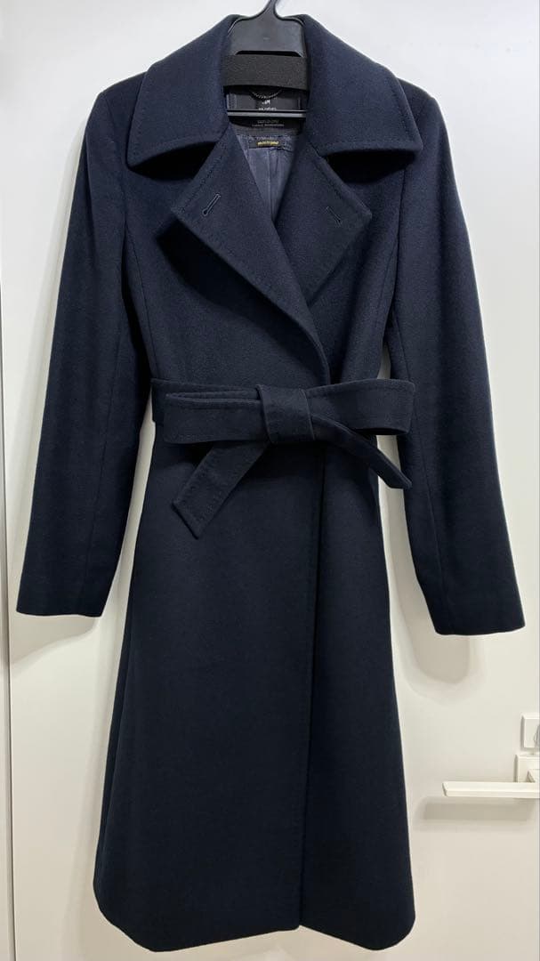 極美品イネドINED 9号ネイビーカシミヤ100%ラップコート冠婚葬祭
