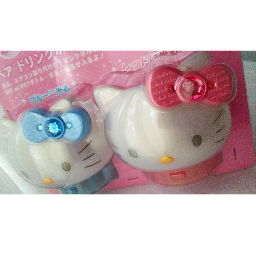 キティ　ペア　ドリンクホルダー　カーグッツ　カー用品　車　vivitix 　光る