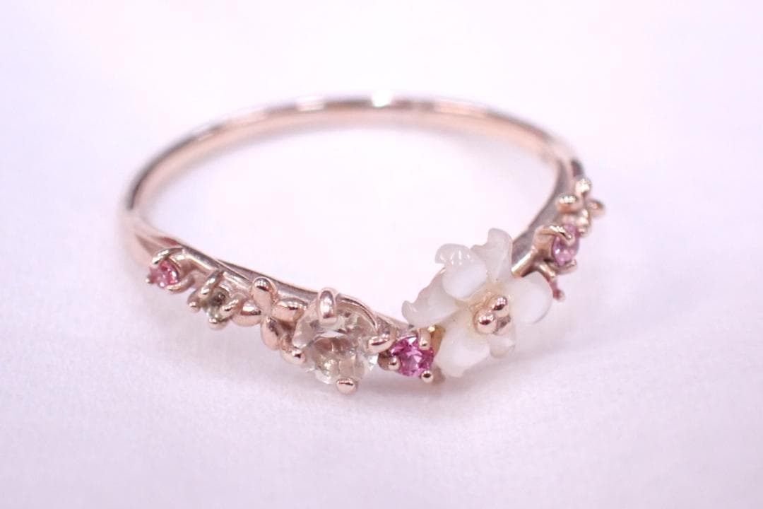 サマンサティアラ K10 フラワーリング 9号 レモンクォーツ ペリドット 指輪 サマンサティアラ K10 フラワーリング 9号 レモンクォーツ ペリドット 指輪