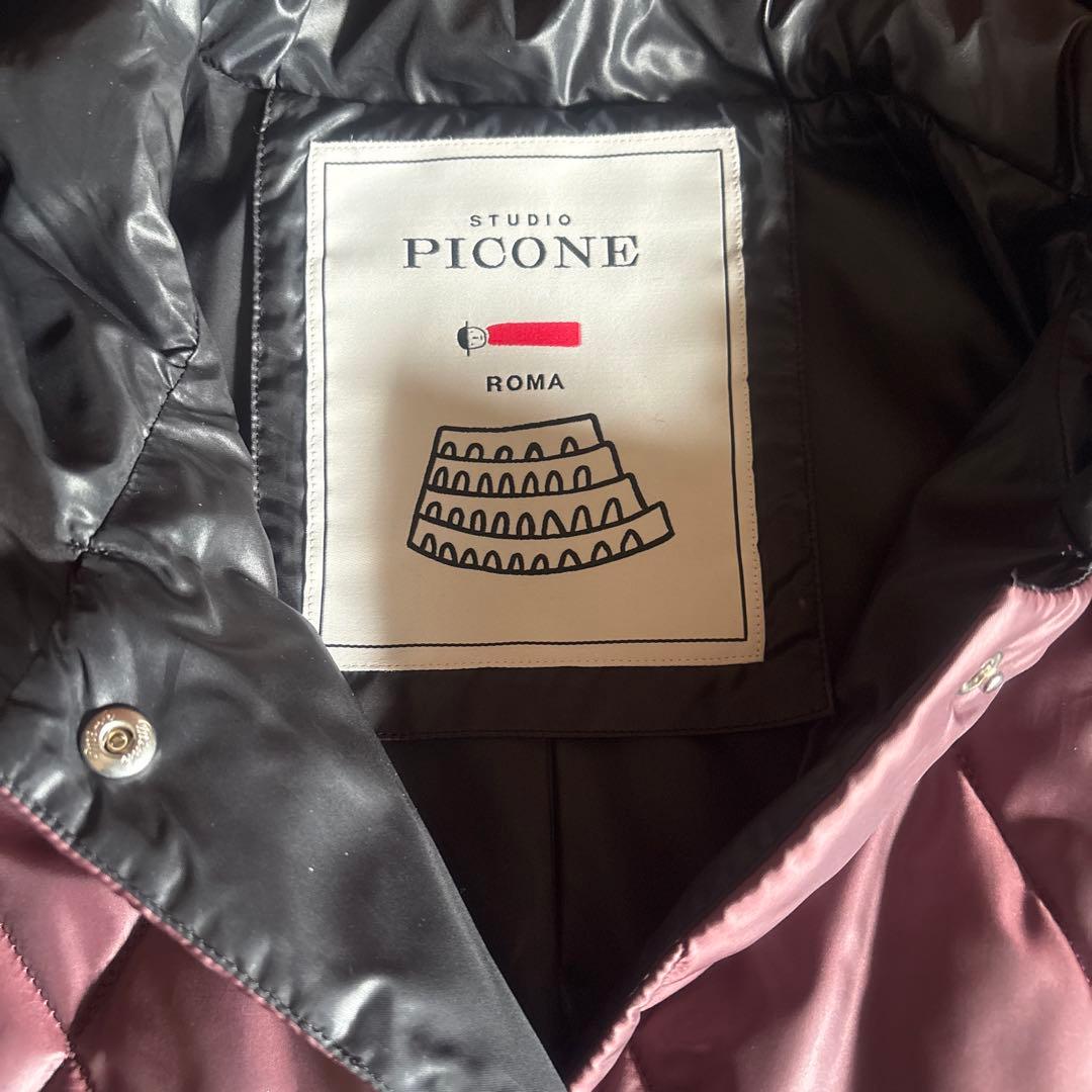 ピッコーネ ワインレッド ダウン 中綿 コート ひざ丈 キルティング