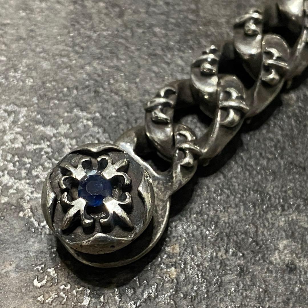 A&G シルバー サファイア クロス フレア ファンシー チェーン ブレスレット