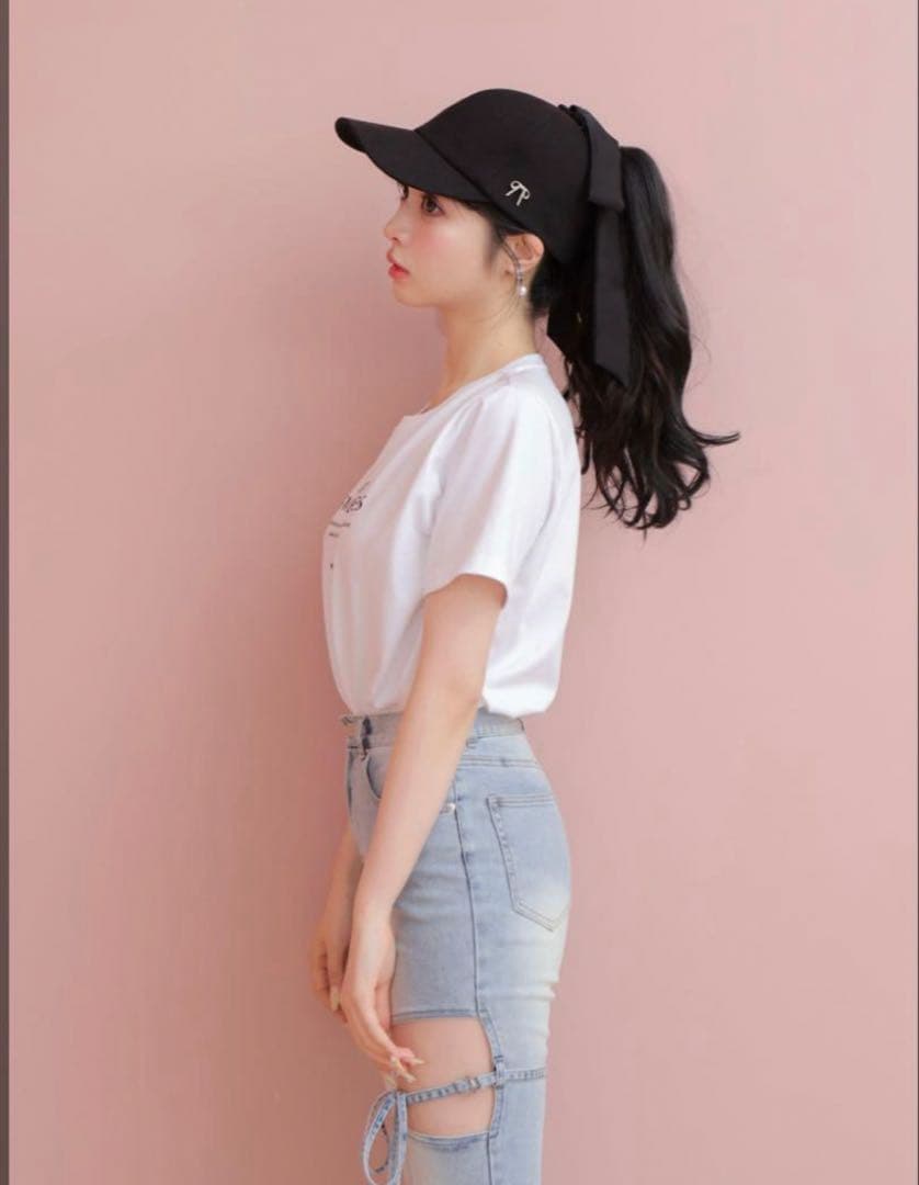 M me eme 3wayリボンキャップ ブラック M me eme エムミーエメ 3way ribbon cap - メルカリ