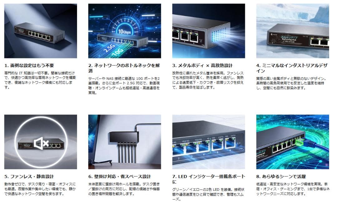 TOKAIZ スイッチングハブ 2026年最新 10GアップリンクTSH-10G - メルカリ