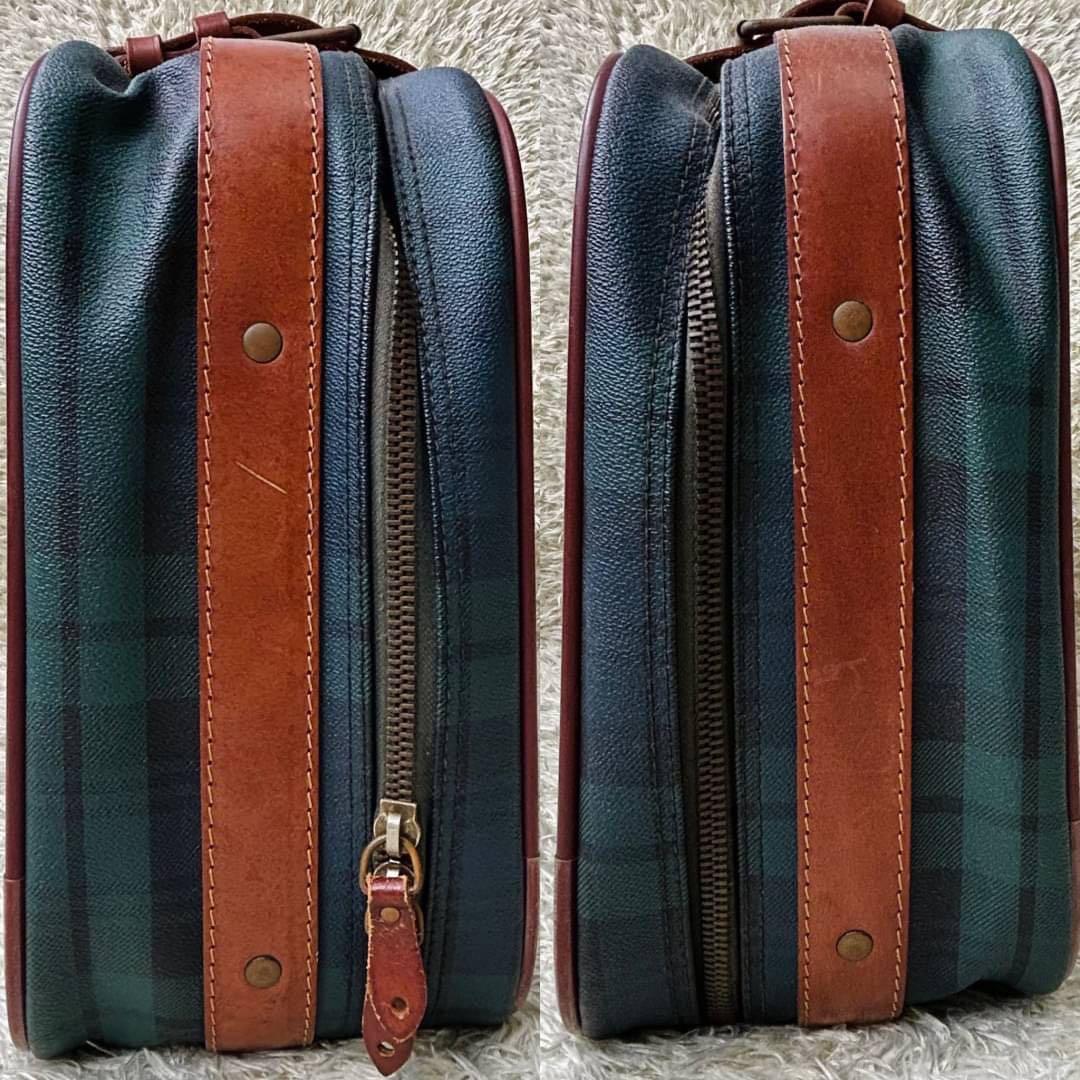 希少】ラルフローレン トラベルバッグ ブラックウォッチ PVC レザー 大