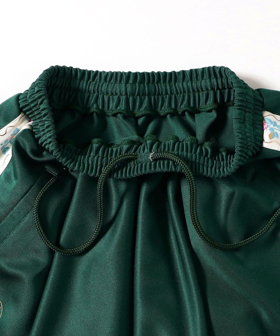 ルルメリー ビームス お花のティグレジャージスカート 緑 ダーク