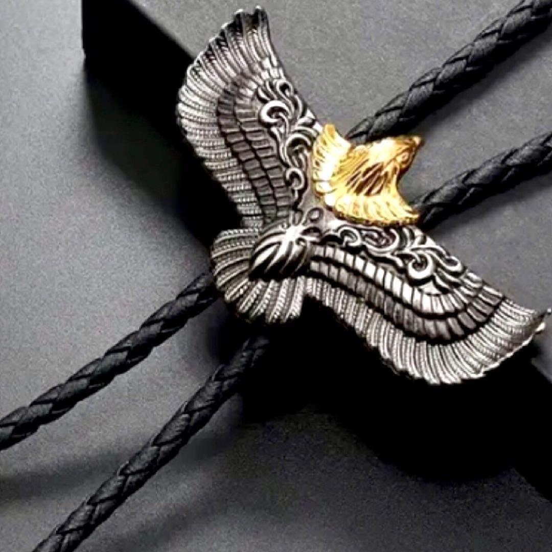 大イーグルネックレス ループネックレス フェザーネックレスループタイ