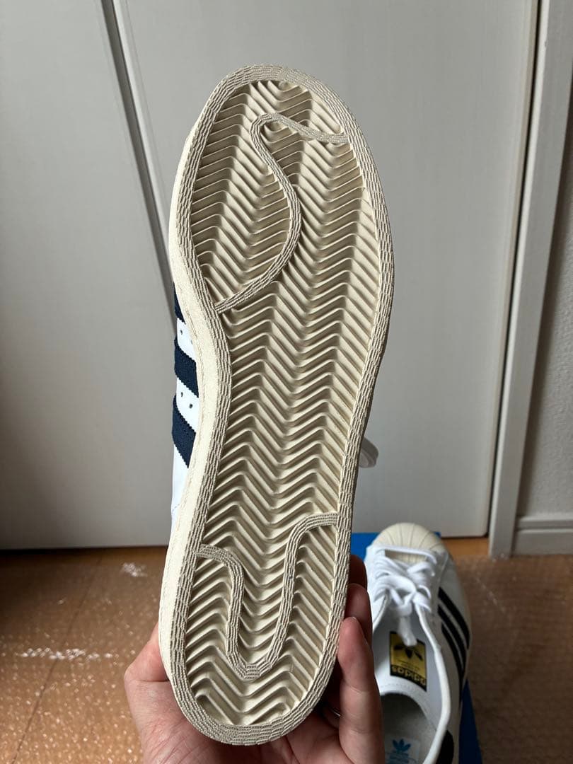 美品　アディダス スーパースター 80s 白紺US9 27.0cm 金ベロ