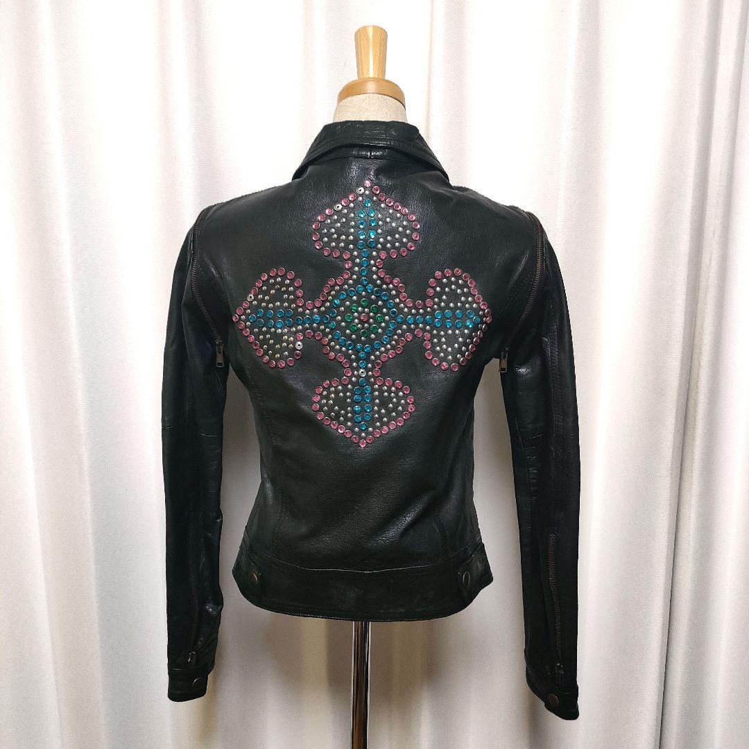 希少 ゴールデングース レザージャケット 2way ラインストーン