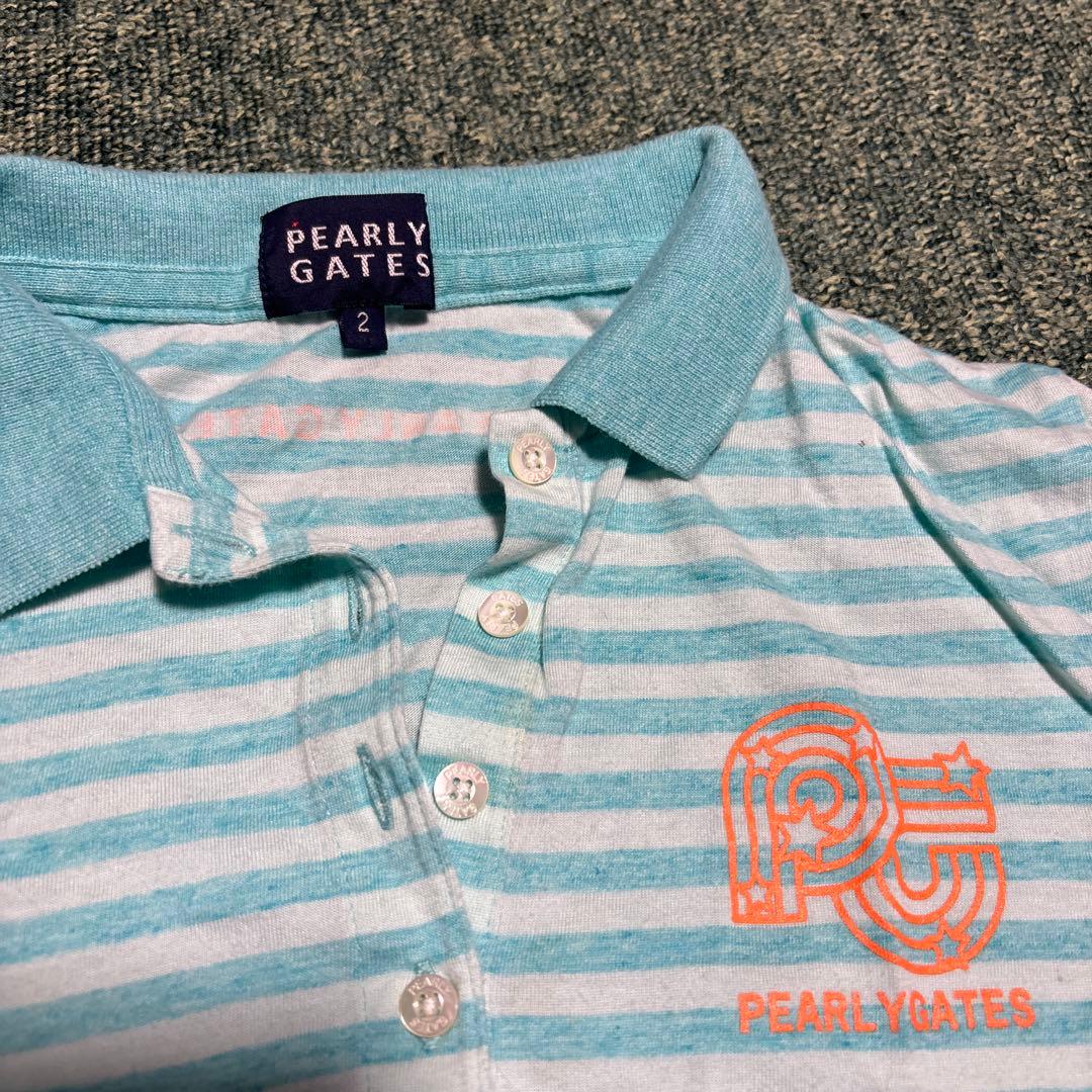 PEARLY GATES ポロシャツ サイズ2 水色ストライプ - メルカリ