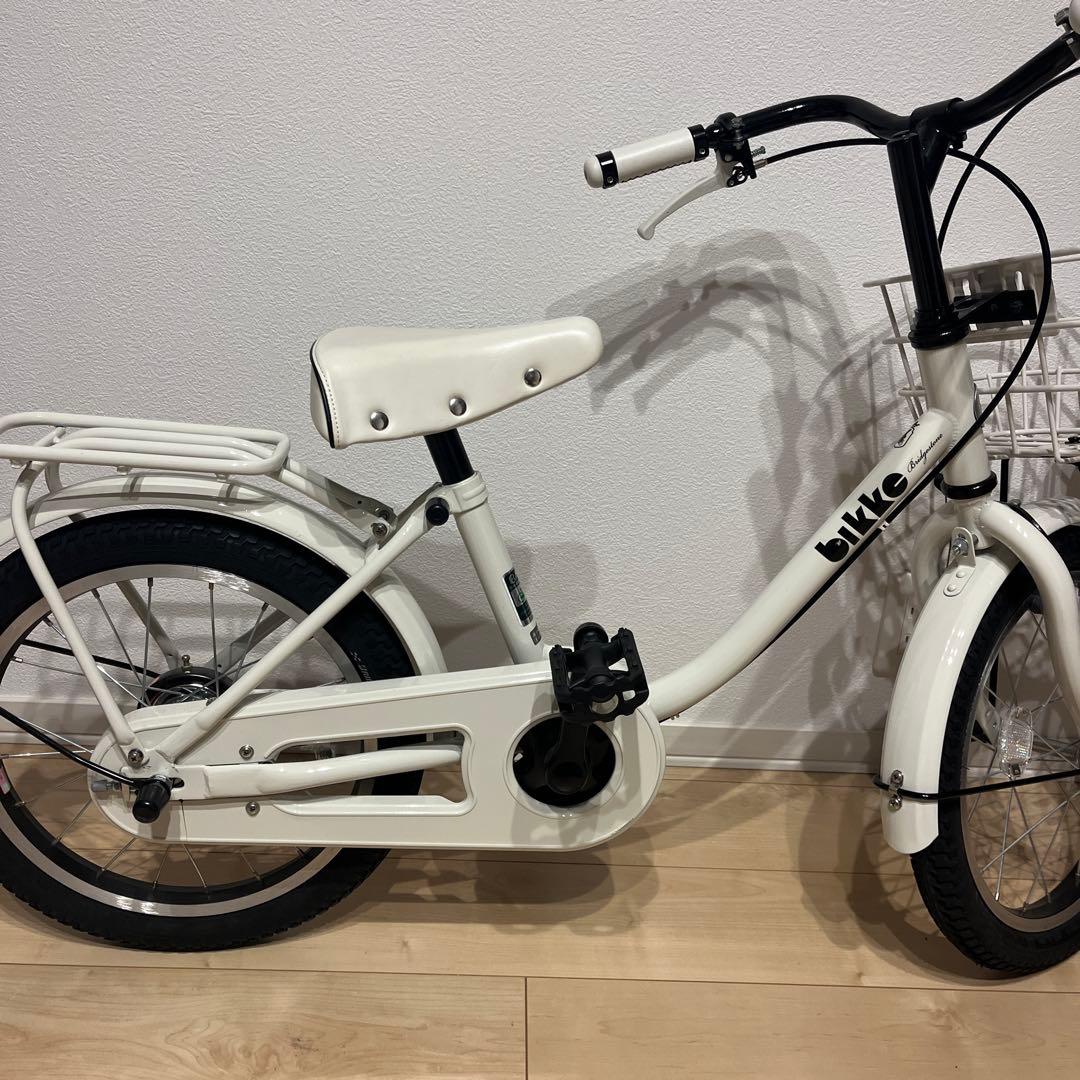 美品 引取り限定 子供用 16インチ 自転車 ホワイト bikke ブリヂストン
