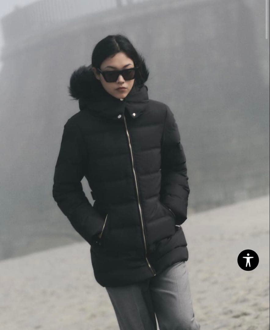 ZARA セミロング丈フード付きダウンジャケット 【Mサイズ】 - メルカリ