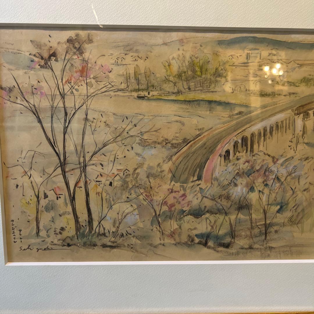 関口俊吾　水彩画 Seki guchi 金色フレーム