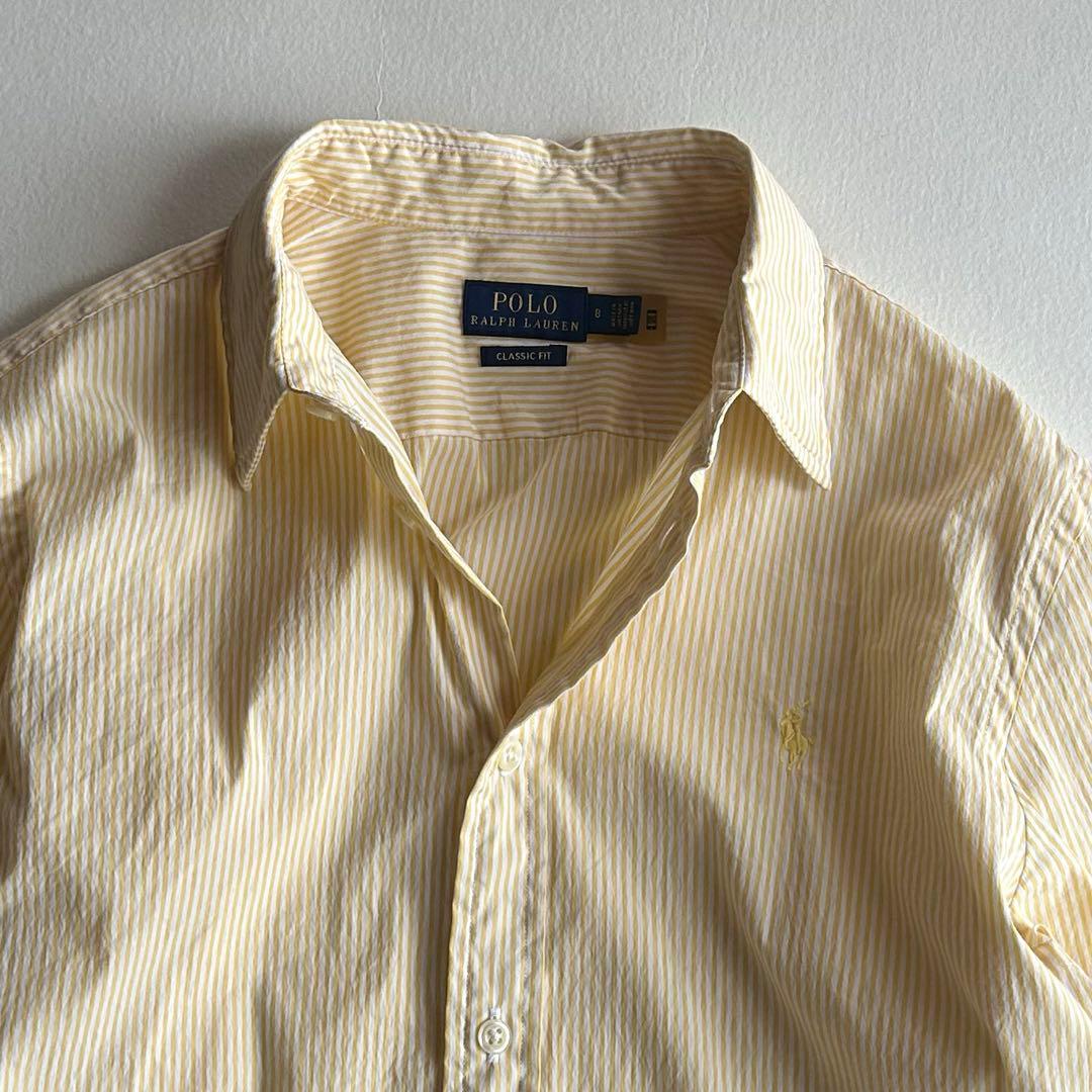ポロラルフローレン ストライプシャツ CLASSIC FIT 長袖 イエロー